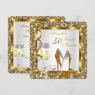 Fabulous 50 Fantastic Gold Heels Birthday Party Invitation
