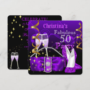 Fabulous 50 Fantastic Purple High Heels Champagne Invitation