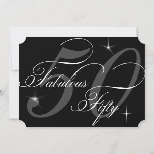 Fabulous 50 fifty Black White 50th Birthday Party Invitation