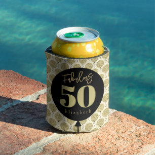 Fabulous 50 Gold Birthday Can Cooler