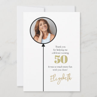 Fabulous 50 Gold Birthday Thank You Card
