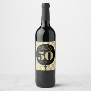 Fabulous 50 Gold Birthday  Wine Label
