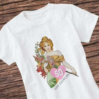 Fabulous 50, Party, Spring Goddess, Vintage Art T-Shirt