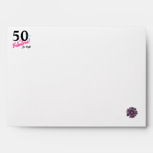 Fabulous 50, purple flower with glitter envelope