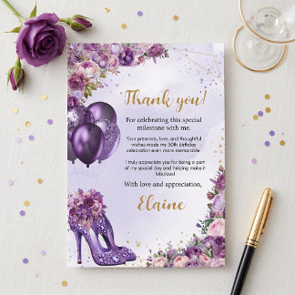 Fabulous 50 Purple Girl Modern  Thank You Card