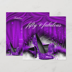 Fabulous 50 Purple High Heels 50th Birthday Party Invitation