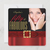 Fabulous 50 Regal Red Gold Black Photo Birthday