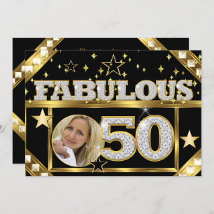 Fabulous 50 Retro Glamour Hollywood Gold Photo 4 Invitation