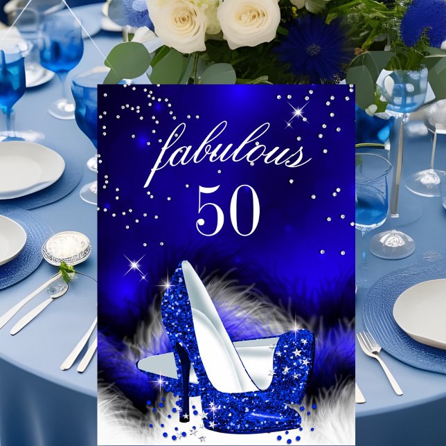 Fabulous 50 Royal Blue High Heel Birthday Party Invitation (Creator Uploaded)