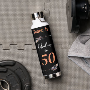Fabulous @ 50th Birthday Bohemian Arrows Black Water Bottle