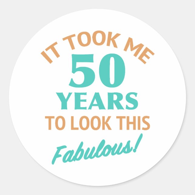 Fabulous 50th Birthday Classic Round Sticker (Front)