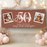 Fabulous 50th Happy Birthday Photo Earth Tone Banner<br><div class="desc">Make their milestone unforgettable with this “Fabulous 50” birthday banner featuring a custom photo collage, bold printed rose gold “50” script, and elegant “Fabulous” lettering across a neutral terracotta background. Add the guest of honor’s full name below to create a personalized backdrop that looks amazing over cake tables, dessert bars,...</div>