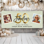 Fabulous 50th Happy Birthday Photo Sage Green Gold Banner<br><div class="desc">Make their milestone unforgettable with this “Fabulous 50” birthday banner featuring a custom photo collage, bold printed gold “50” script, and elegant “Fabulous” lettering across a sage green background. Add the guest of honor’s full name below to create a personalized backdrop that looks amazing over cake tables, dessert bars, dance...</div>