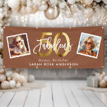 Fabulous 50th Happy Birthday Photo Terracotta Gold Banner<br><div class="desc">Make their milestone unforgettable with this “Fabulous 50” birthday banner featuring a custom photo collage, bold printed gold “50” script, and elegant “Fabulous” lettering across a neutral terra-cotta background. Add the guest of honor’s full name below to create a personalized backdrop that looks amazing over cake tables, dessert bars, dance...</div>