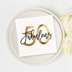 Fabulous 50th Modern Elegant Chic Gold Birthday Napkin
