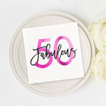 Fabulous 50th | Modern Elegant Chic Pink Birthday Napkin<br><div class="desc">Celebrate your fabulous chic 50th Birthday party with these modern,  elegant party napkins with brush hand lettering and pink / black design for women. Background colour can be changed under "customise further". Part of the "Fabulous 50th" collection.</div>