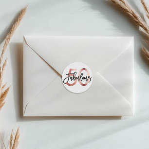 Fabulous 50th   Modern Elegant Rose Gold Birthday Classic Round Sticker