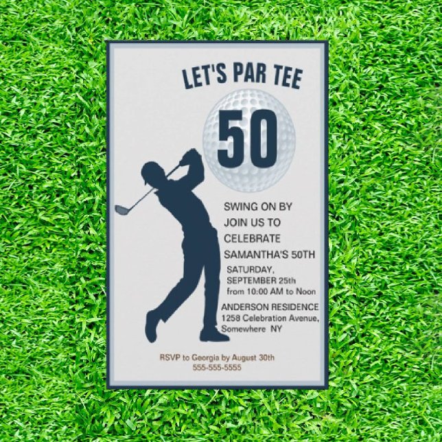 Fabulous 50th Navy Man Golfer Birthday   Invitation (Tee off the Perfect Par-tee for Dad!)