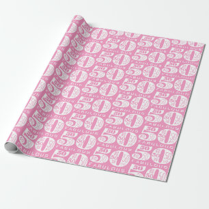 Fabulous 50th Pink Birthday Wrapping Paper