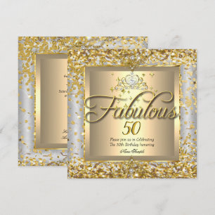 Fabulous 50th Princess Gold Silver Grey Party Invitation