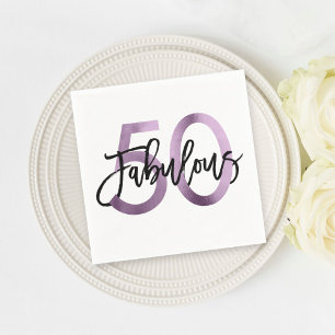 Fabulous 50th Purple Lilac Elegant Birthday Napkin