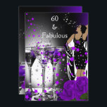 Fabulous 60 60th Birthday Purple Roses Martini Invitation<br><div class="desc">Fabulous Roses Martini 60th 60 Birthday Party Retro Diva Art deco Purple 
 Black Invitation Birthday Party. Change to 50th,  40th,  30th,  Customise with your own details. Matching RSVP available.</div>
