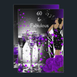 Fabulous 60 60th Birthday Purple Roses Martini Invitation<br><div class="desc">Fabulous Roses Martini 60th 60 Birthday Party Retro Diva Art deco Purple 
 Black Invitation Birthday Party. Change to 50th,  40th,  30th,  Customise with your own details. Matching RSVP available.</div>