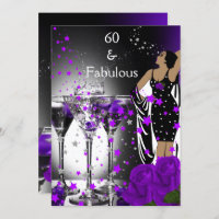 Fabulous 60 60th Birthday Purple Roses Martini