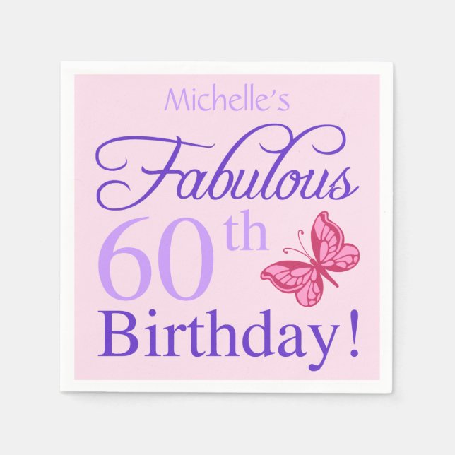 Fabulous 60th Birthday For Women Napkin (Front)