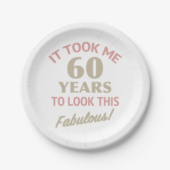 Fabulous 60th Birthday Paper Plate (Front)