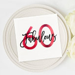 Fabulous 60th | Chic Red Modern Elegant Birthday Napkin<br><div class="desc">Turn up the heat at your 60th with these faux foil red cocktail napkins—modern,  elegant,  and the perfect pop of colour for your unforgettable celebration! Background colour can be changed under "customise further". Part of the "Fabulous 60th" collection.</div>