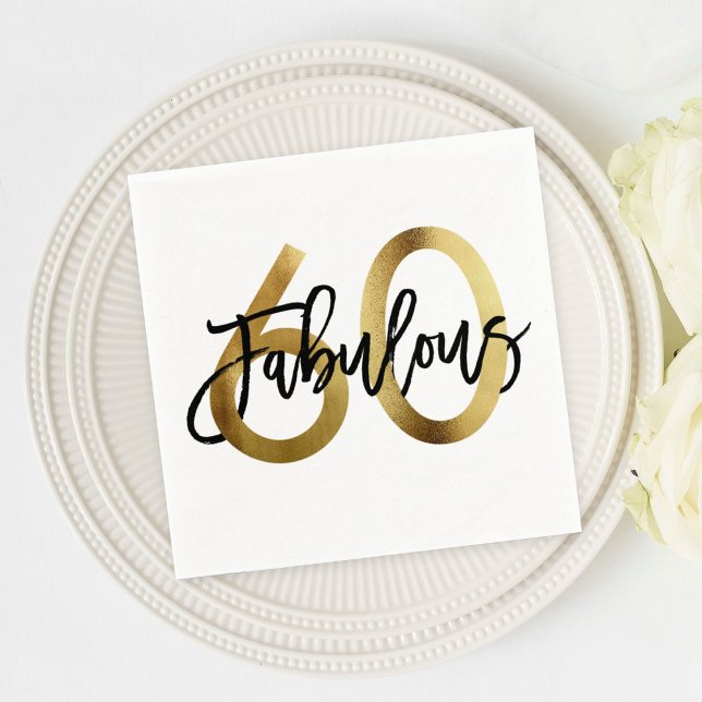 Fabulous 60th | Gold Modern Elegant Chic Birthday Napkin (Creator Uploaded)
