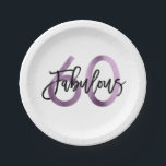 Fabulous 60th | Modern Chic Lilac Purple Birthday Paper Plate<br><div class="desc">Celebrate your fabulous chic 60th Birthday party with these modern,  elegant cocktail party plates with brush hand lettering and lilac purple / black design. Part of the "Fabulous 60th" collection.</div>