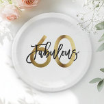 Fabulous 60th | Modern Elegant Chic Gold Birthday Paper Plate<br><div class="desc">Celebrate 60 in sparkling style with these chic faux gold foil plates! Perfect for a glamourous birthday bash with modern script and classy vibes.</div>