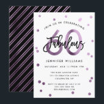 Fabulous 60th | Modern Lilac Purple Birthday Party Invitation<br><div class="desc">Celebrate your fabulous 60th Birthday party with these modern,  elegant,  chic party invitations with brush hand lettering and lilac purple / black design. Background colour can be changed under "customise further". Part of the "Fabulous 60th" collection.</div>