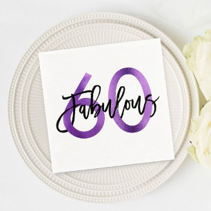 Fabulous 60th Purple Modern Elegant Birthday Napkin