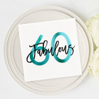 Fabulous 60th | Teal Green Modern Elegant Birthday
