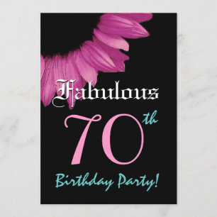 Fabulous 70 Birthday Party Pink Sunflower Invitation