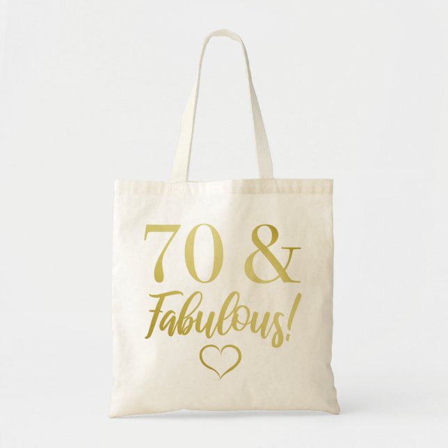 Fabulous 70th Birthday (Gold) Tote Bag (Front)