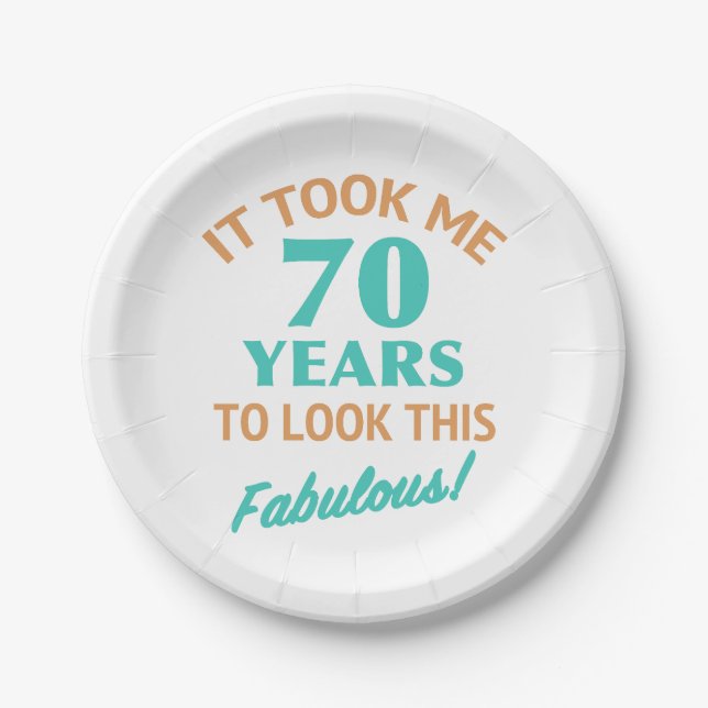 Fabulous 70th Birthday Paper Plate (Front)