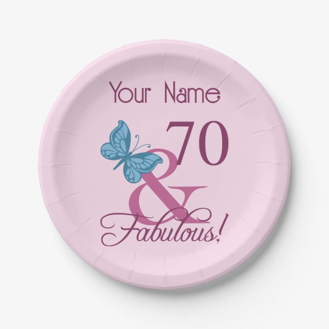 Fabulous 70th Birthday Paper Plate (Front)