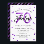 Fabulous 70th | Modern Chic Purple Birthday Party Invitation<br><div class="desc">Celebrate your fabulous 70th Birthday party with these modern,  elegant,  chic party invitations with brush hand lettering and purple / black design. Background colour can be changed under "customise further". Part of the "Fabulous 70th" collection.</div>