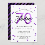 Fabulous 70th | Modern Chic Purple Birthday Party Invitation<br><div class="desc">Celebrate your fabulous 70th Birthday party with these modern,  elegant,  chic party invitations with brush hand lettering and purple / black design. Background colour can be changed under "customise further". Part of the "Fabulous 70th" collection.</div>