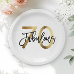 Fabulous 70th | Modern Elegant Chic Gold Birthday Paper Plate<br><div class="desc">Celebrate your fabulous chic 70th Birthday party with these modern,  elegant cocktail party plates with brush hand lettering and faux gold / black design. Part of the "Fabulous 70th" collection.</div>