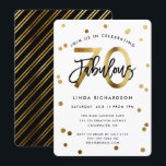 Fabulous 70th | Modern Elegant Gold Birthday Party Invitation<br><div class="desc">Celebrate your fabulous 70th Birthday party with these modern,  elegant,  chic party invitations with brush hand lettering and faux gold / black design. Background colour can be changed under "customise further". Part of the "Fabulous 70th" collection.</div>