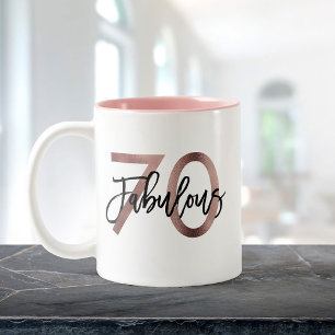 Fabulous 70th   Modern Elegant Rose Gold Birthday Two-Tone Coffee Mug