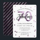 Fabulous 70th | Modern Lilac Purple Birthday Party Invitation<br><div class="desc">Celebrate your fabulous 70th Birthday party with these modern,  elegant,  chic party invitations with brush hand lettering and lilac purple / black design. Background colour can be changed under "customise further". Part of the "Fabulous 70th" collection.</div>
