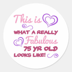 Fabulous 75th Birthday For Women Classic Round Sticker