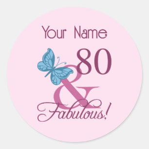 Fabulous 80th Birthday Classic Round Sticker