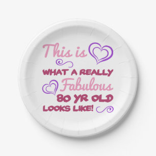 Fabulous 80th Birthday For Women Paper Plate